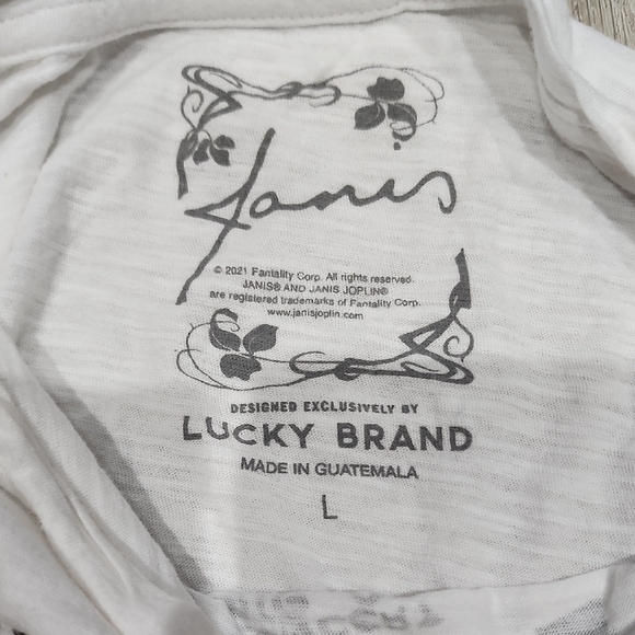 Lucky Brand White Janis Joplin Graphic Tee with Pastel Print - Picture 3 of 7